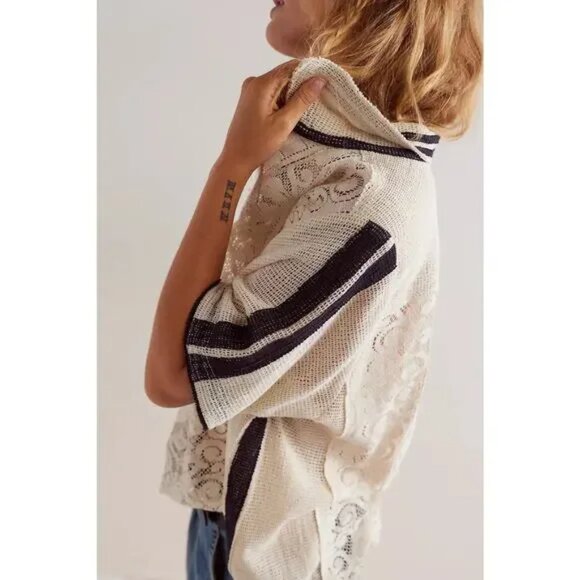 031 FP We The Free Feeling Sporty Lace Tee Ivory As Mock NWOT Size Medium - Picture 3 of 16